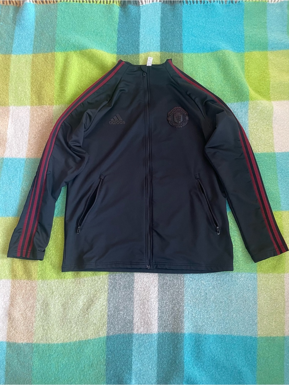 Adidas Manchester United 2020 Soccer Warmup Track Jacket Black Red Men’s